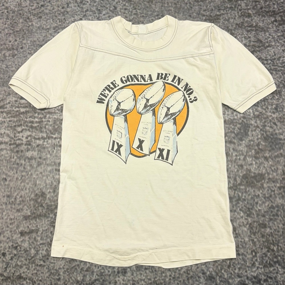 VTG 70s Pittsburgh Steelers Ringer T Shirt Size Small White Sportswear NFL
